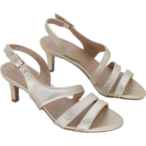 Naturalizer Womens Taimi Mid Heel Slingback Dress Sandals, Gold Glitter, 7M US - Picture 4 of 6